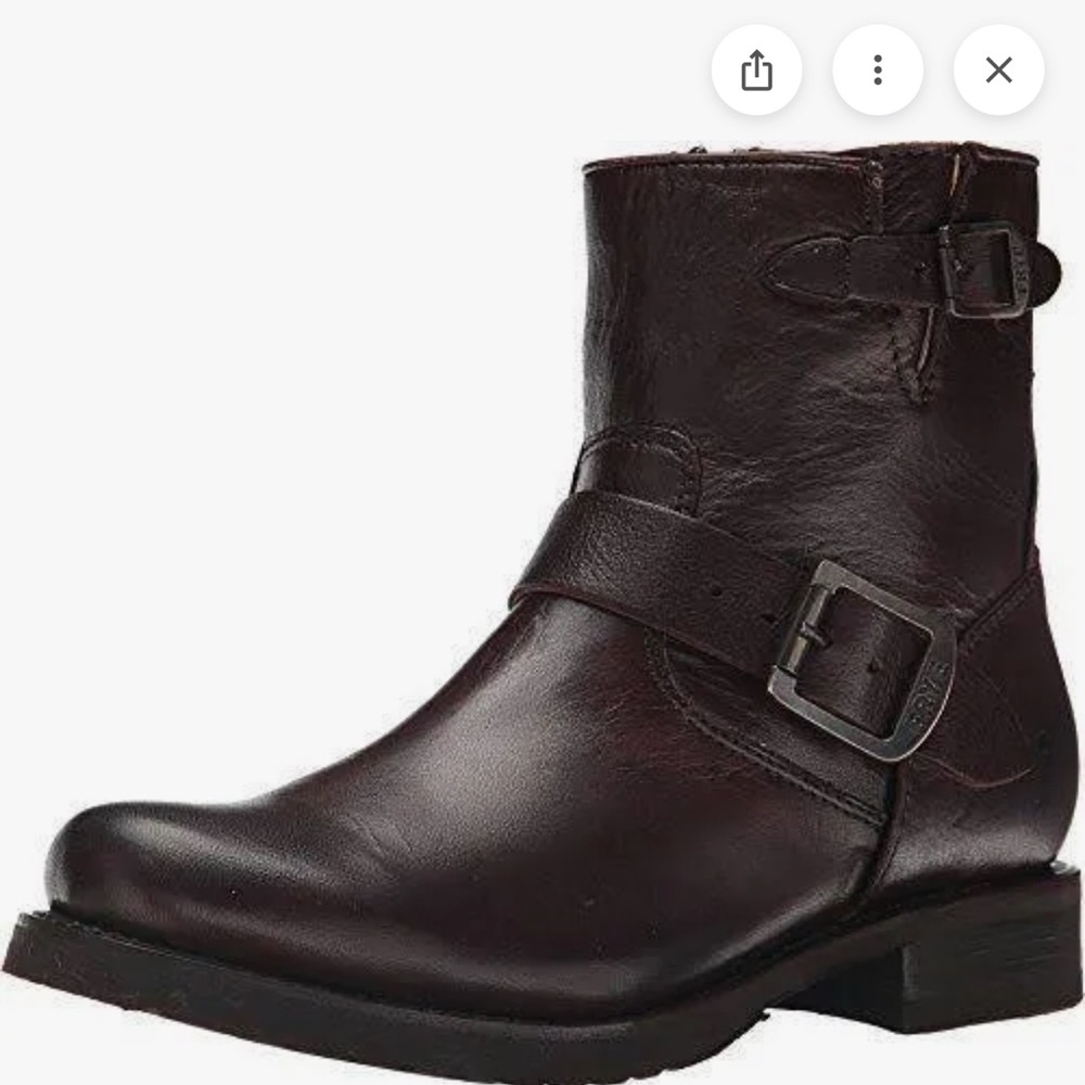 Frye Rich Black Leather Buckle Boots
